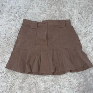 BROWN FRILLY SCHOOL GIRL SKIRT